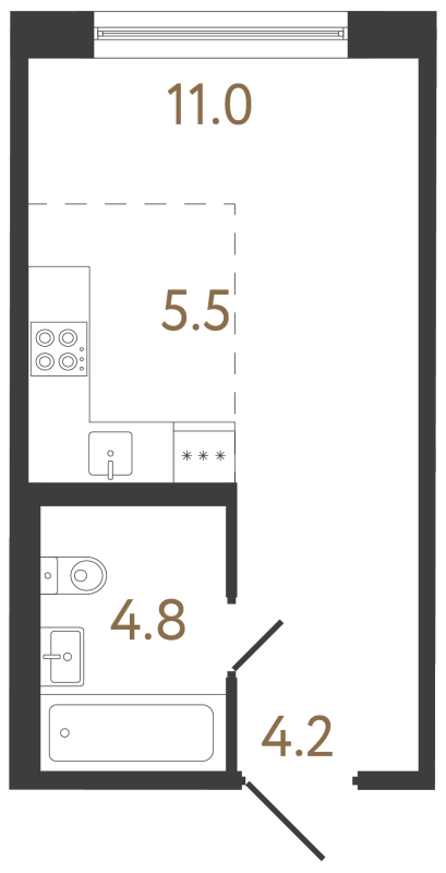 Квартира-студия, 25.5 м² в ЖК "Передвижники 2" - планировка, фото №1