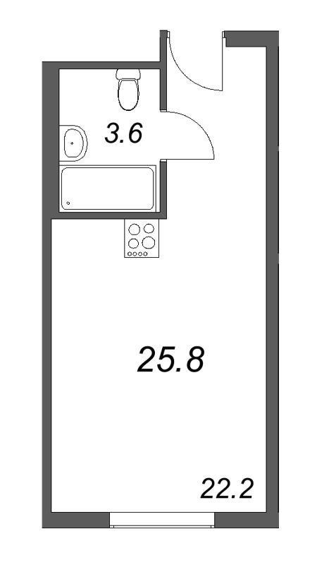 Квартира-студия, 25.8 м² - планировка, фото №1