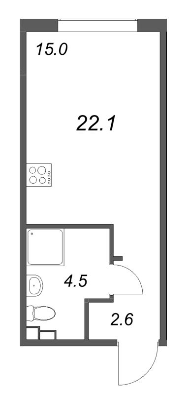 Квартира-студия, 22.1 м² в ЖК "Пулково Lake" - планировка, фото №1