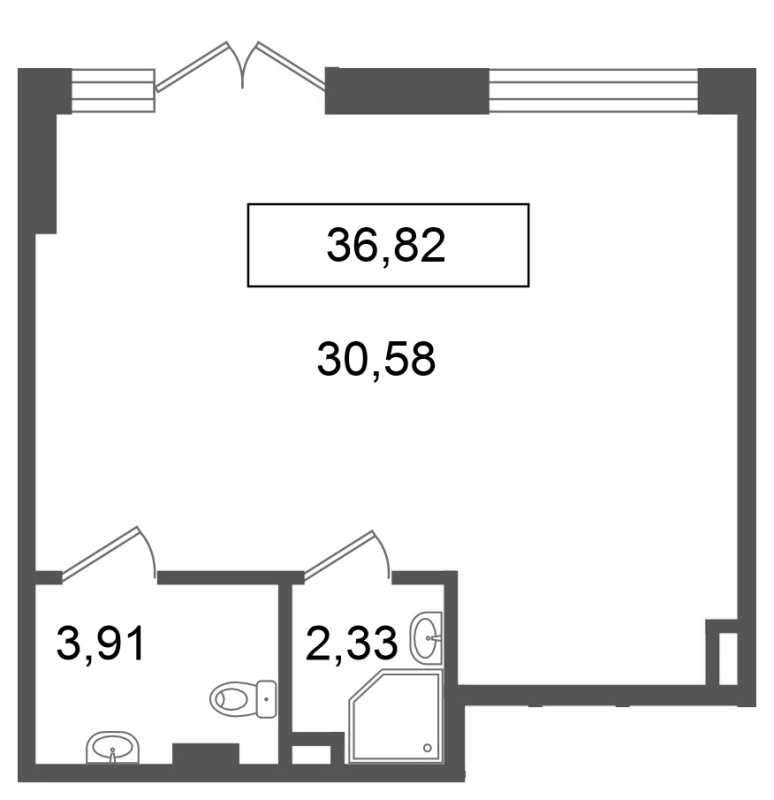 Помещение, 36.82 м² в ЖК "Лето" - планировка, фото №1