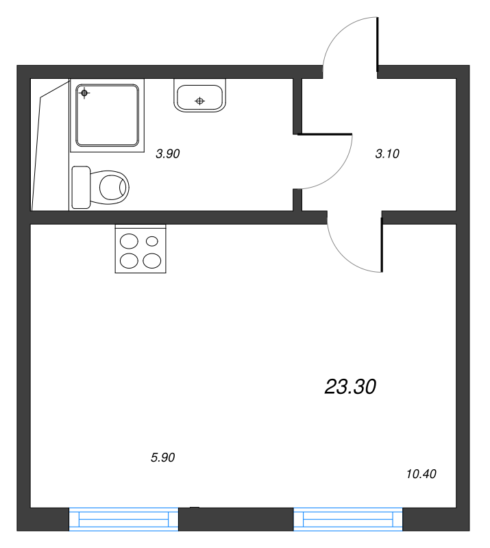 Квартира-студия, 23 м² - планировка, фото №1