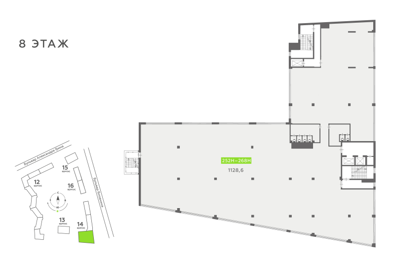 Помещение, 1128.6 м² в ЖК "БЦ INSIDE" - планировка, фото №1