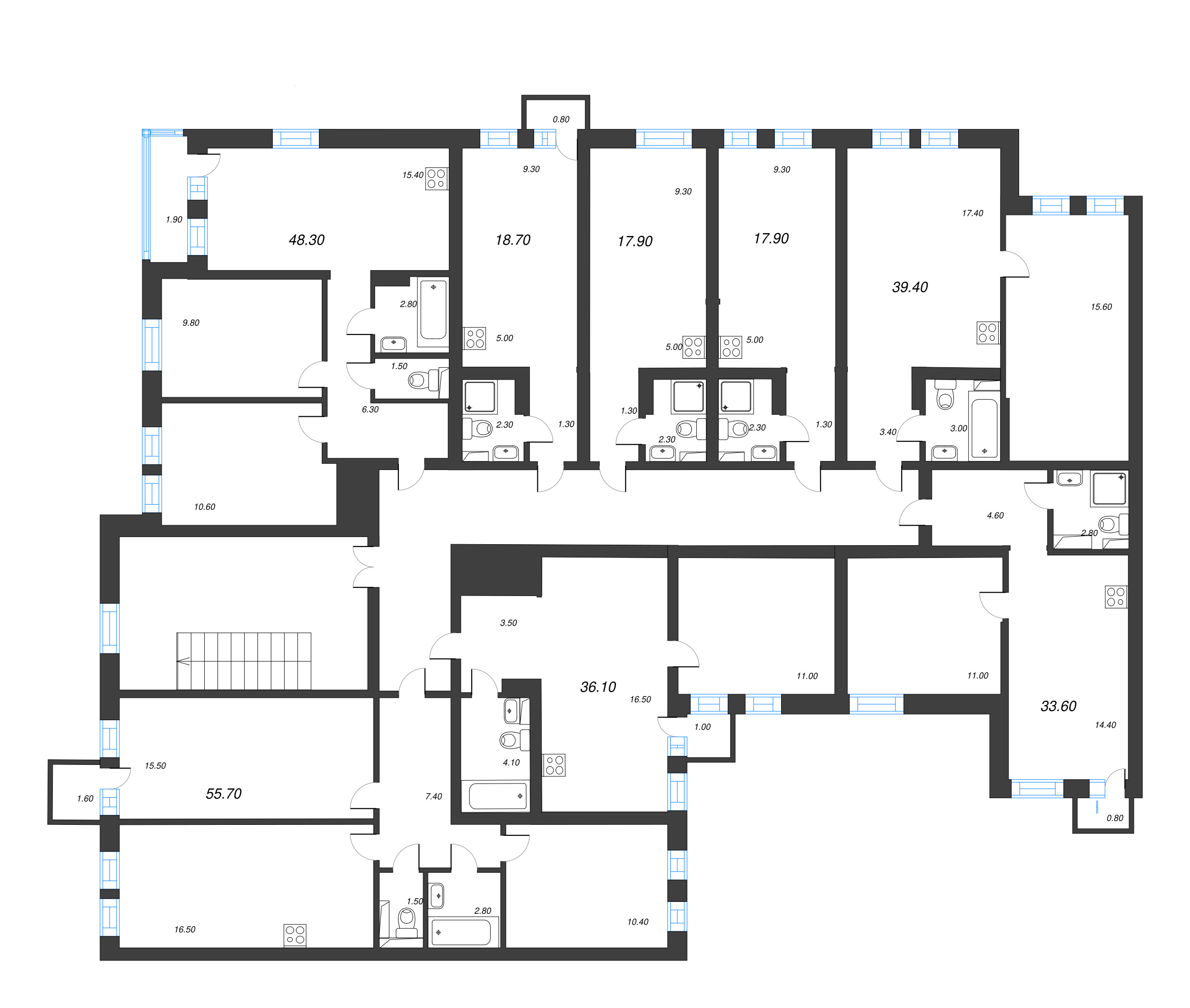 Квартира-студия, 17.9 м² в ЖК "Эко Квартал Нега" - планировка этажа