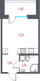 Квартира-студия, 24.49 м² - планировка, фото №1