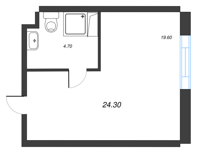 Квартира-студия, 24.3 м² в ЖК "VIDI" - планировка, фото №1