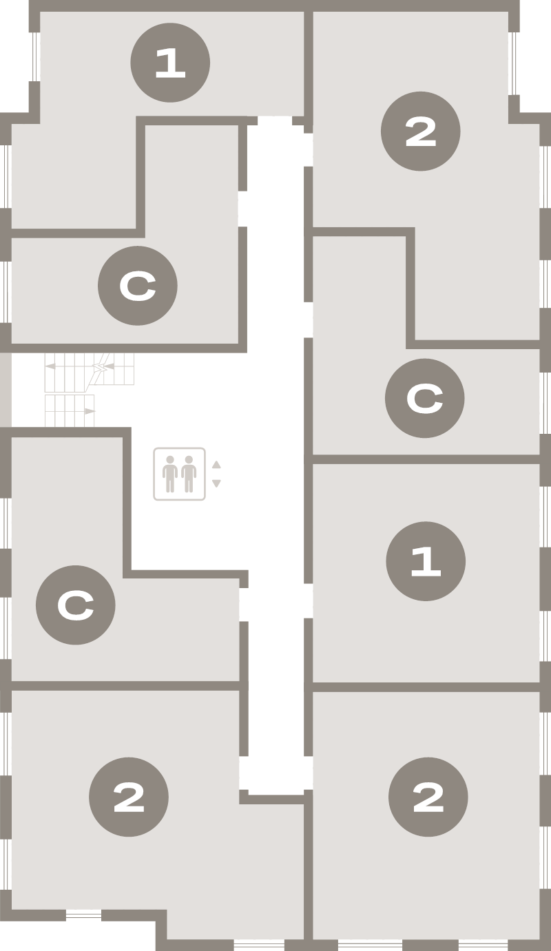 3-комнатная (Евро) квартира, 52.4 м² в ЖК "Брусника в Новоселье" - планировка этажа