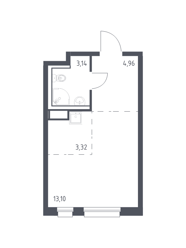 Квартира-студия, 24.52 м² в ЖК "Новые Лаврики" - планировка, фото №1