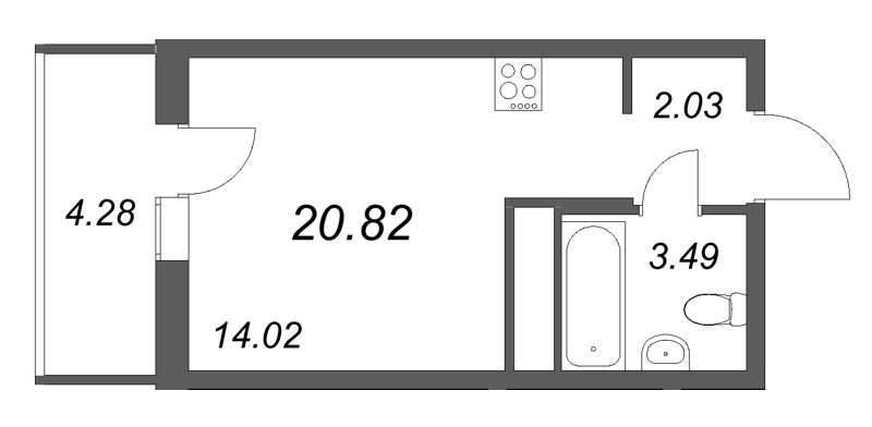 Квартира-студия, 20.82 м² в ЖК "Аэросити Лайф" - планировка, фото №1