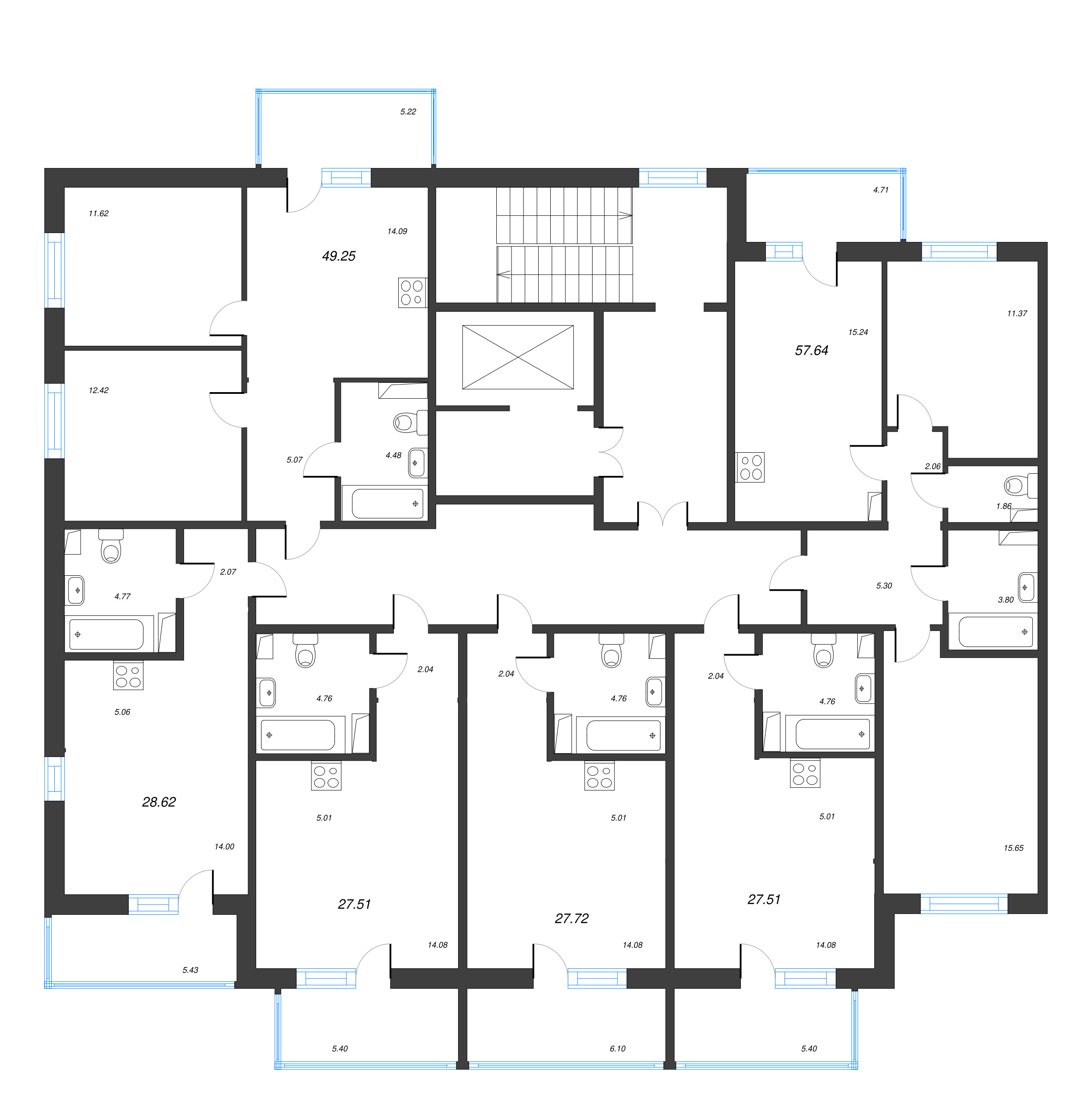 Квартира-студия, 27.51 м² в ЖК "IQ Гатчина" - планировка этажа