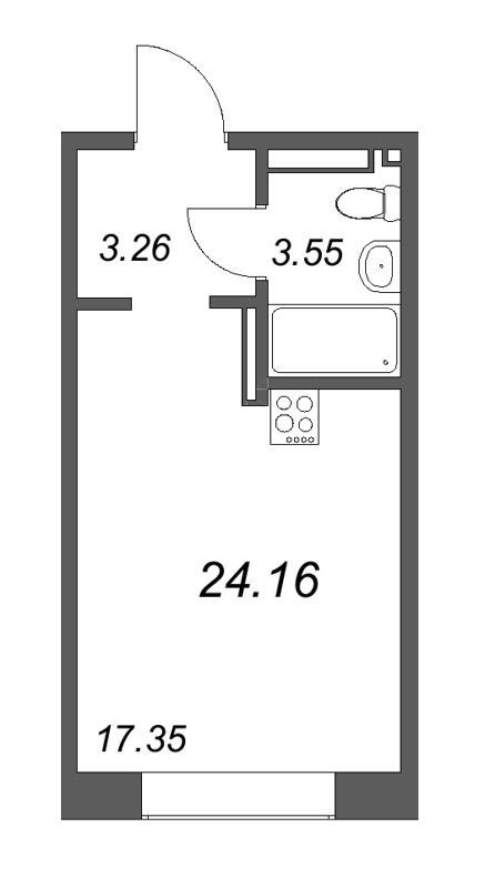 Квартира-студия, 24.83 м² в ЖК "17/33 Петровский остров" - планировка, фото №1