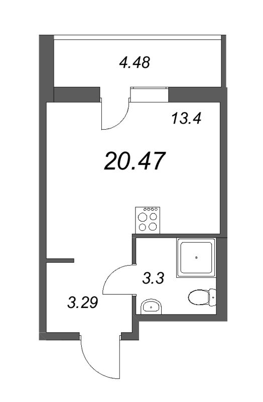 Квартира-студия, 20.47 м² - планировка, фото №1